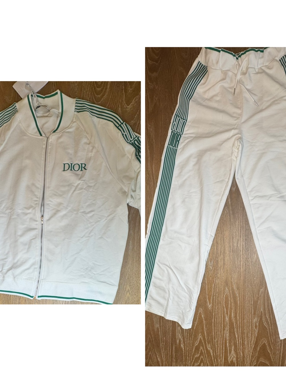 White & Green Track Pantsuit Jacket and Joggers. No Brand.